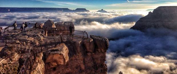 Grand Canyon vista Foggy Clouds